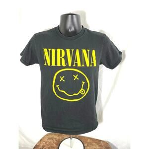 Nirvana Smiley Face Band Tee Black Small